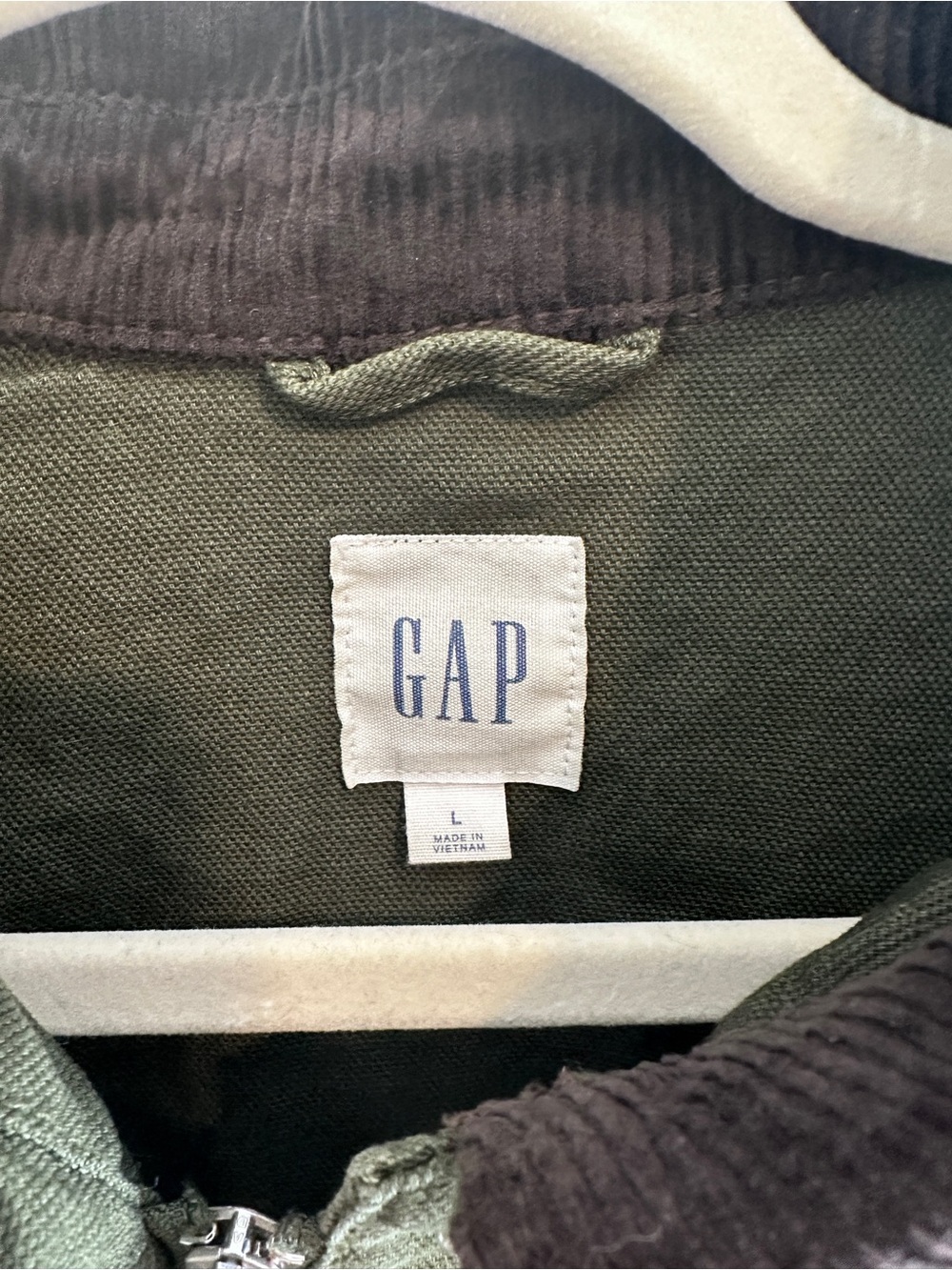 NWT Gap Relaxed Canvas Barn Jacket Olive Corduroy Collar Size L - Picture 4 of 11